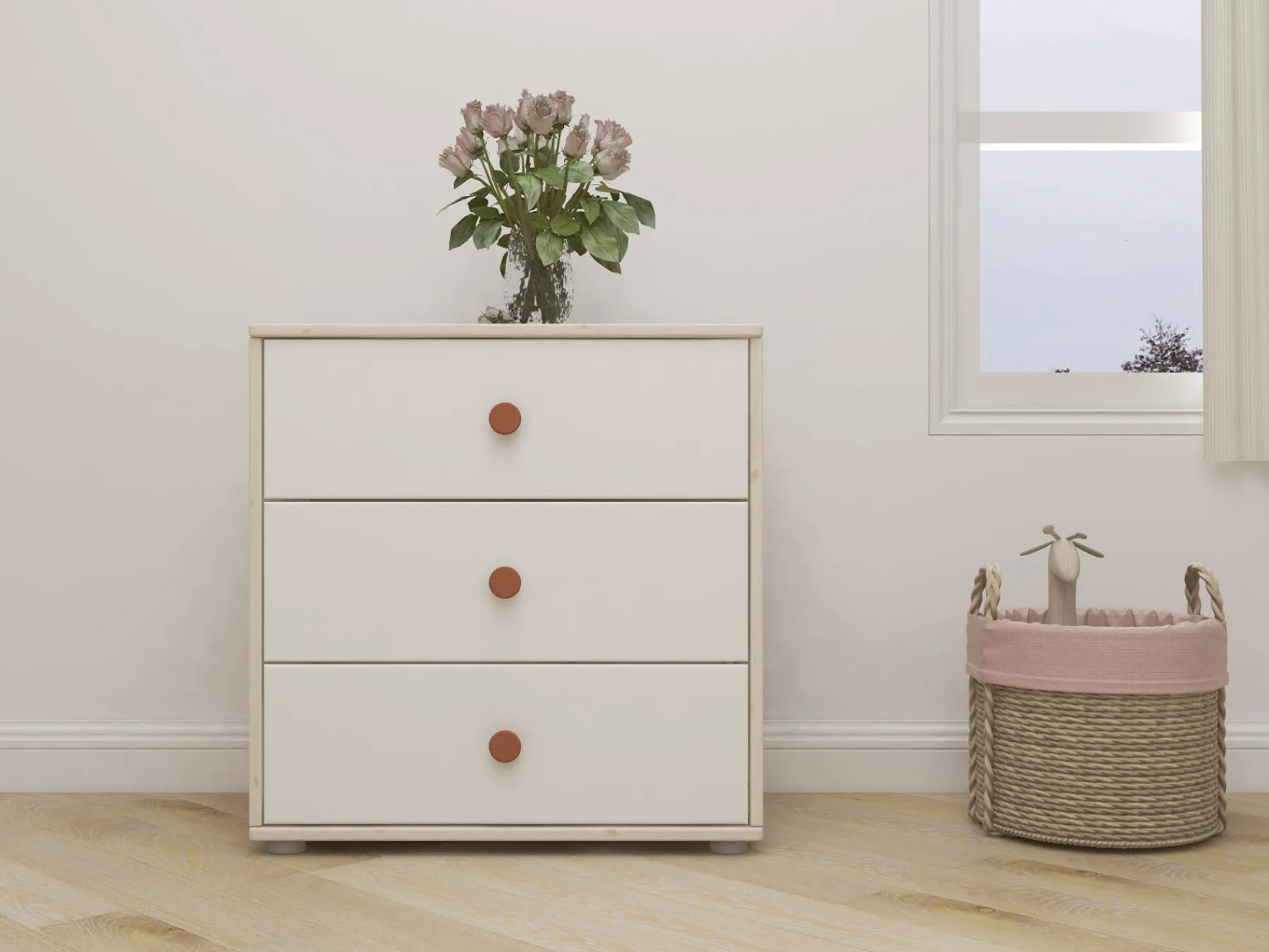 FLEXA Kommode mit 3 Schubladen Lightblush/whitewashedpine Best