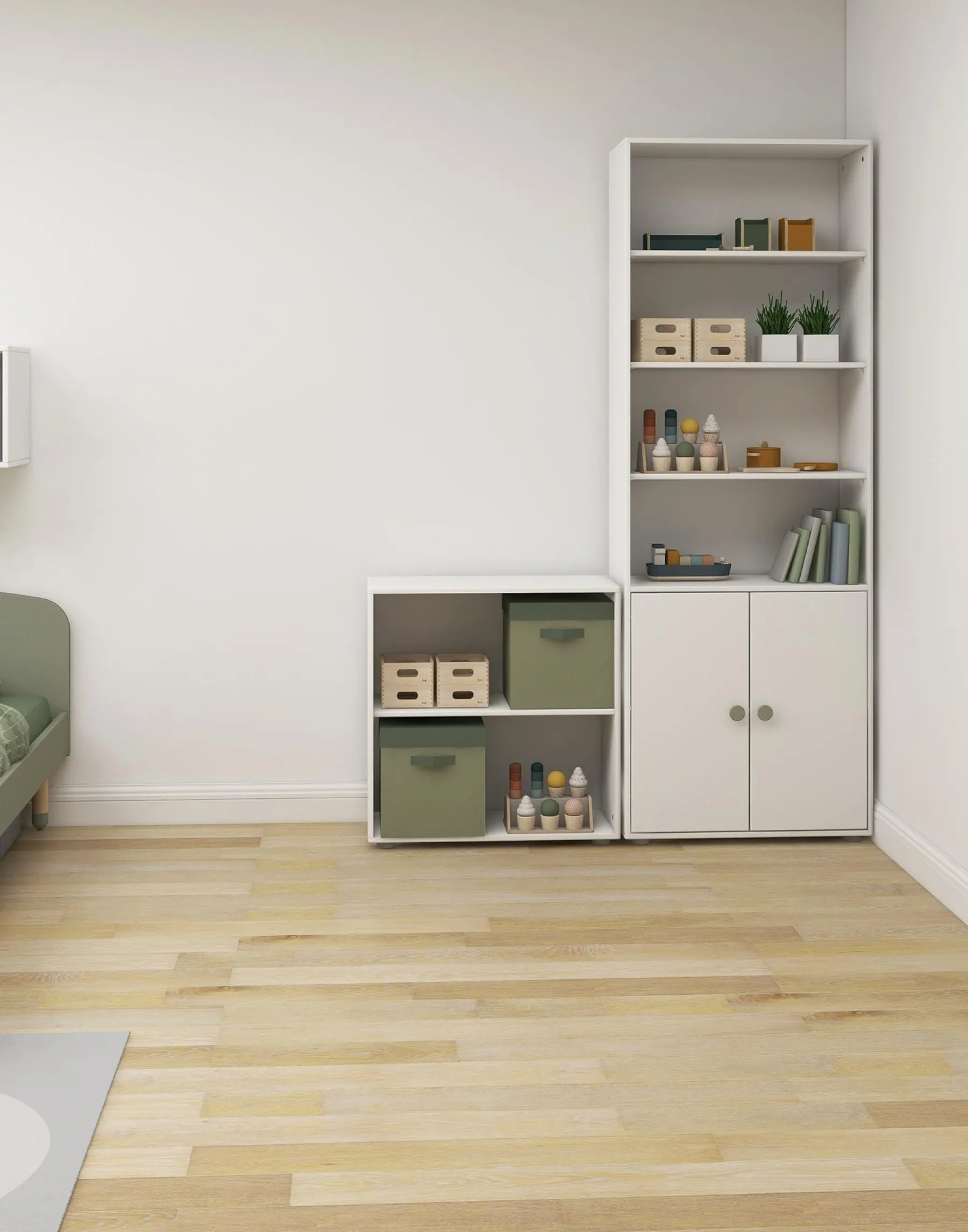 FLEXA Maxi Bücherregal , 2 Türen White/naturalgreen Cheap