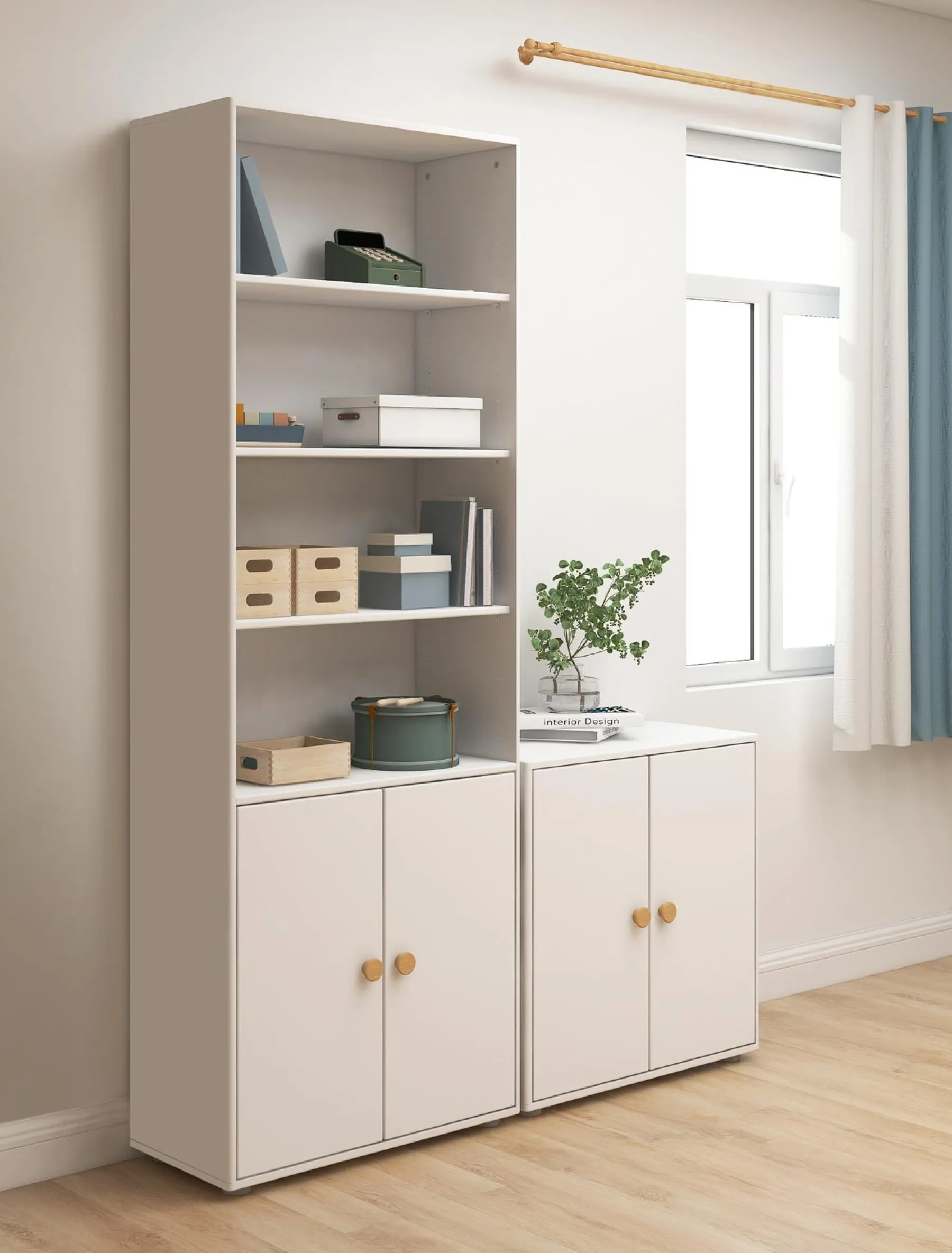FLEXA Maxi Bücherregal , 2 Türen White/oak Best
