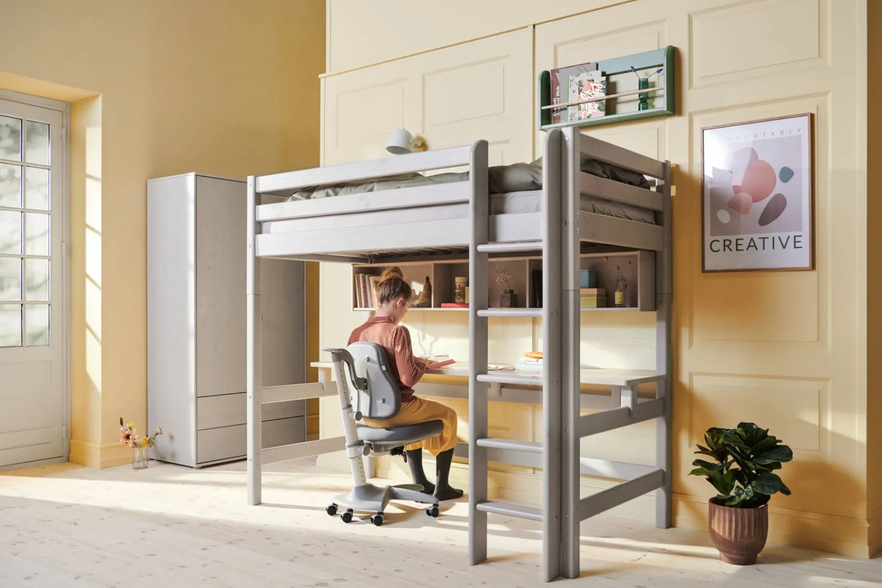 FLEXA Schreibtisch für Classic Hochbetten Greywashedpine Discount