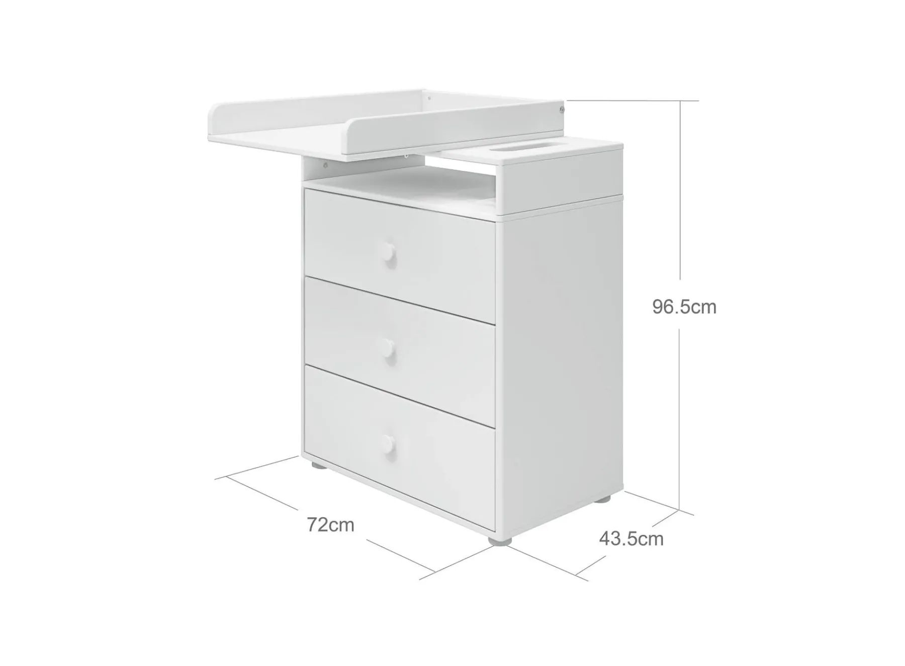 FLEXA Wickeltisch, 3 Schubladen White Best Sale