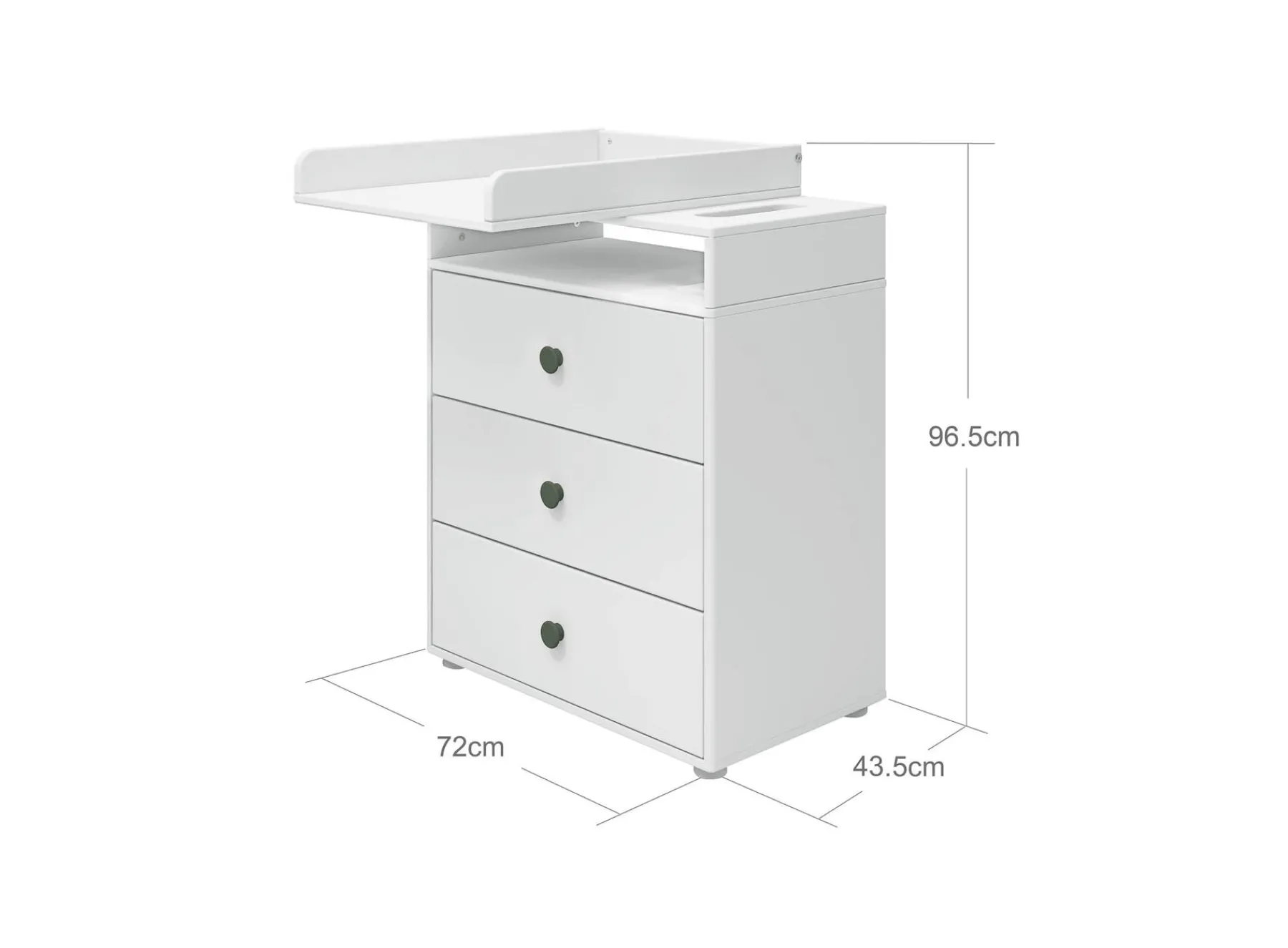 FLEXA Wickeltisch, 3 Schubladen White/deepgreen Shop