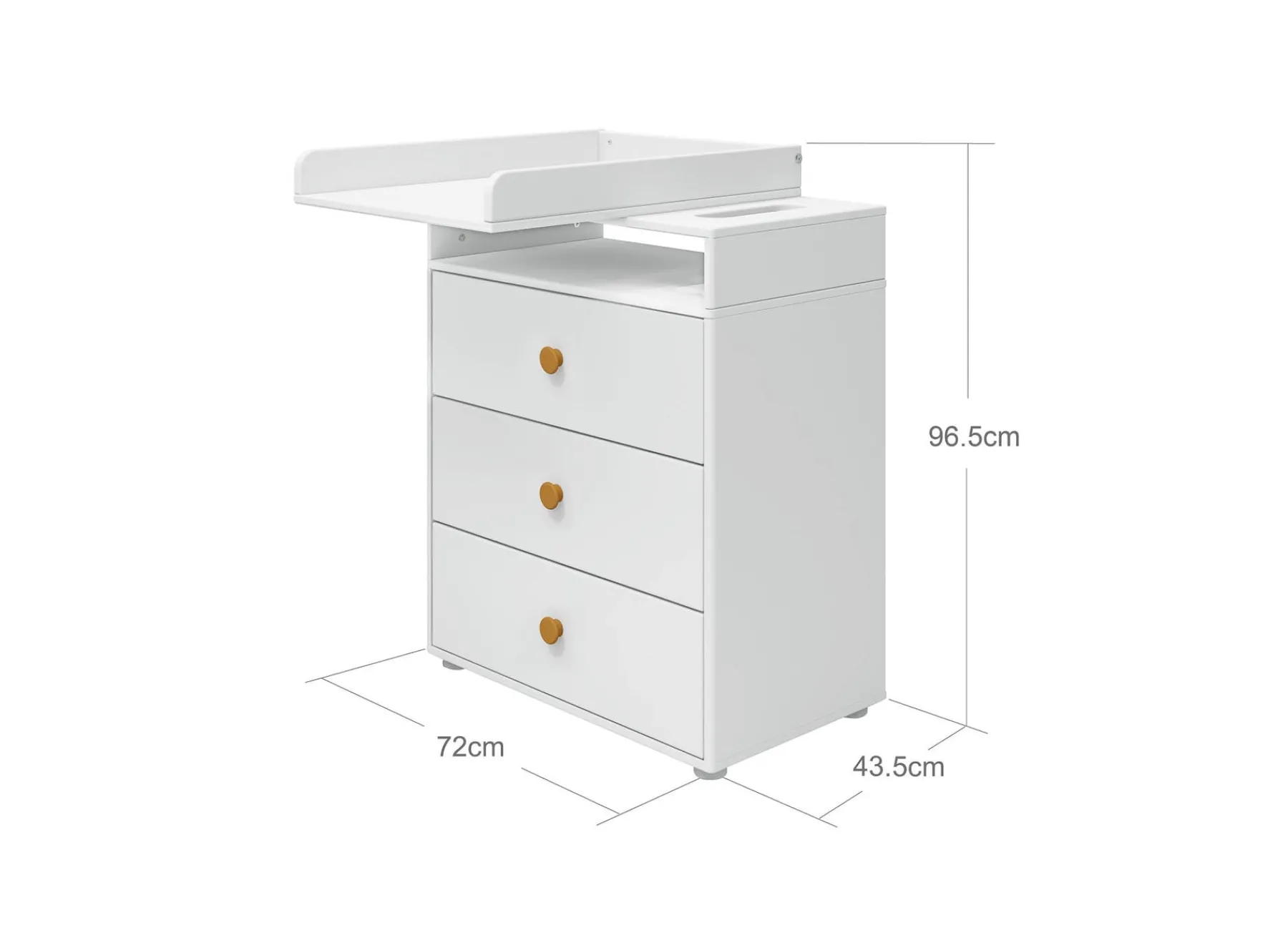 FLEXA Wickeltisch, 3 Schubladen White/mustard Shop