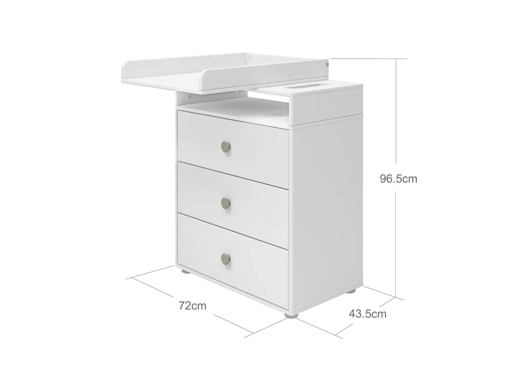 FLEXA Wickeltisch, 3 Schubladen White/naturalgreen Flash Sale