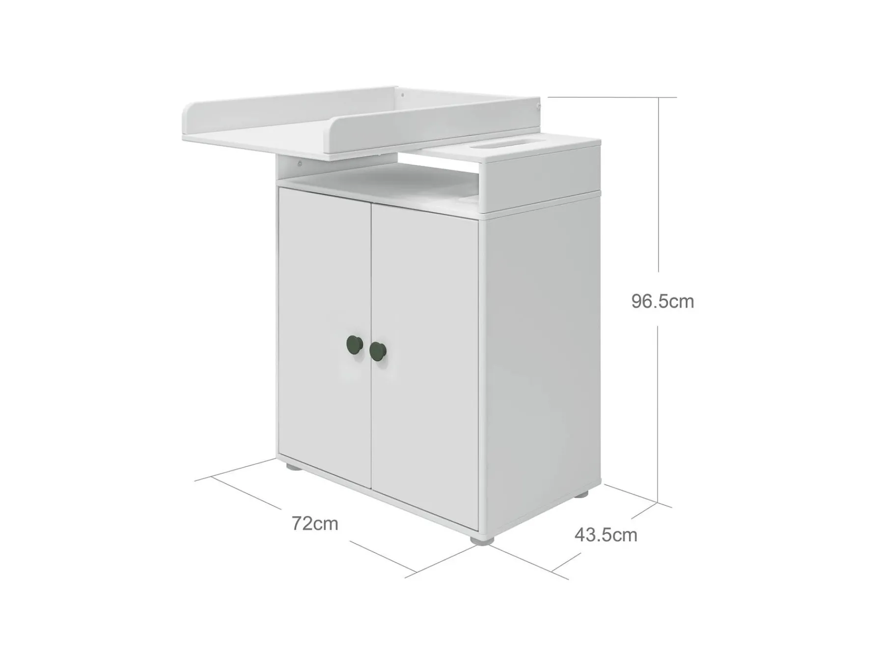 FLEXA Wickeltisch, 2 Türen White/deepgreen Hot